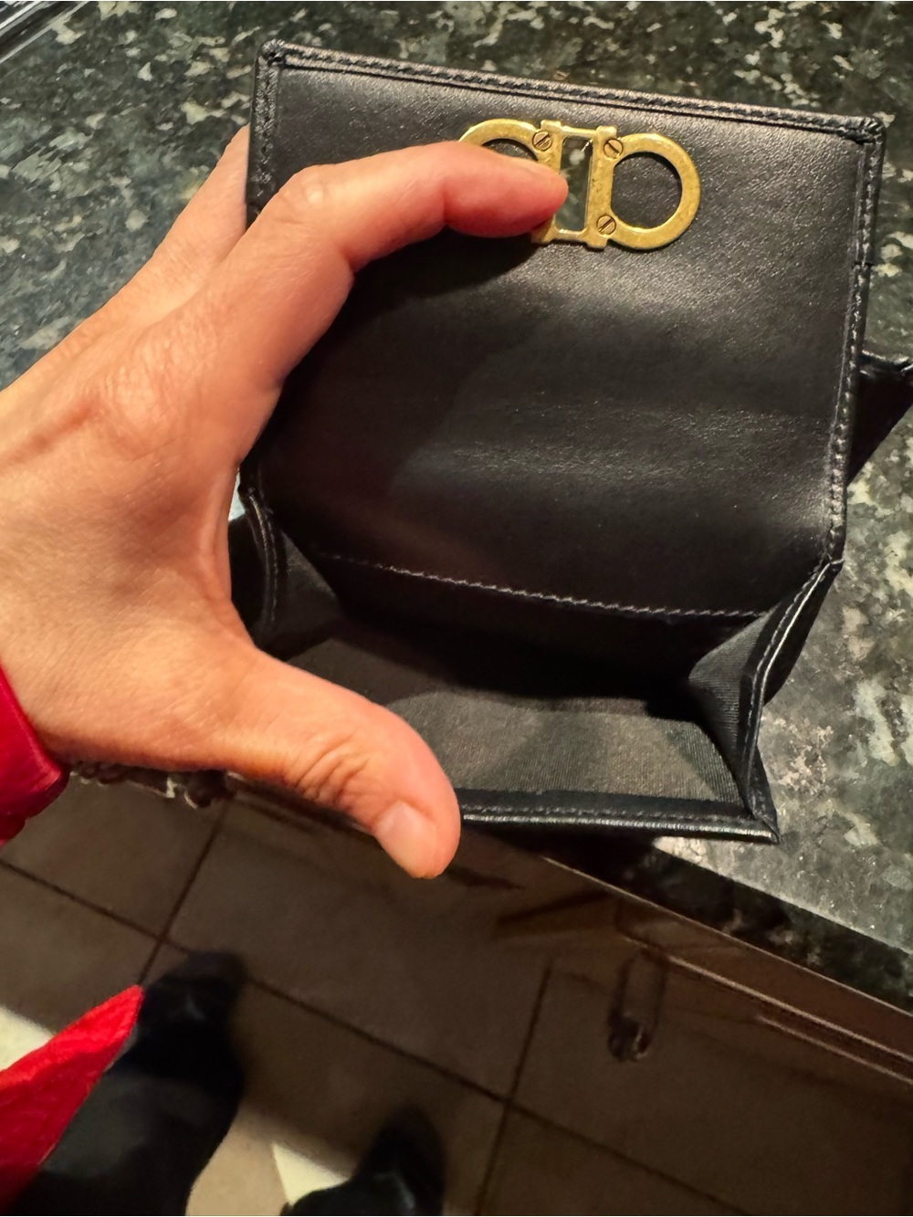 Salvatore Ferragamo Beige Monogram wallet with  Black Trim and Gold Hardware - Picture 9 of 9